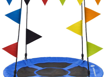 Nestschommel | Schommel Kinderen | Kinderschommel | Maximale Belasting 180 kg | Inclusief Vlaggetjes | Blauw/Zwart