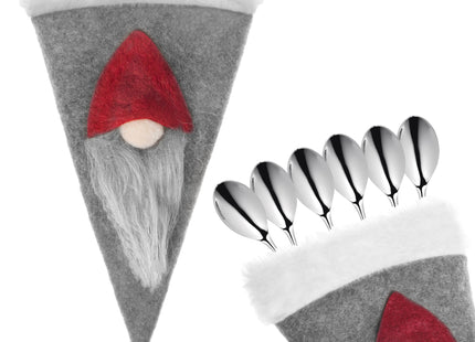 Bestekhouder - Bestekzakje - Kerst - Kerstversiering - Kabouters - Grijze Hoed - 2 stuks