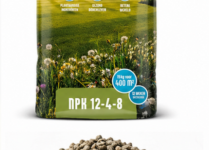 Organische Meststof - Natuurlijke Tuinmest - Voor Gazon en Border - Plantaardig - Bemesting - 15 Kg - 400 M² - 84 Dagen Voeding - All In One