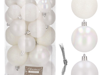 Kerstballen | 30 Stuks | 6/5/4 cm | Wit