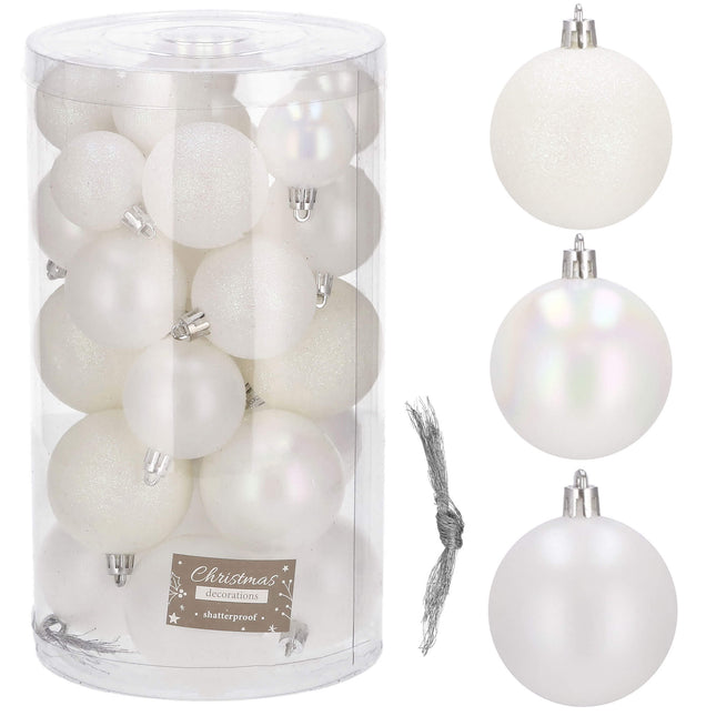 Kerstballen | 30 Stuks | 6/5/4 cm | Wit