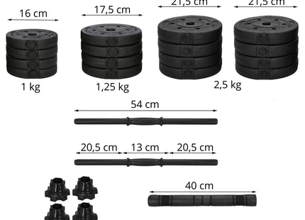 Dumbellset - 6 in 1 Kettlebell Pro Set - 30 KG - Halter Verlengstuk - Verstelbaar - Complete Set - Thuis Sporten - Zwart