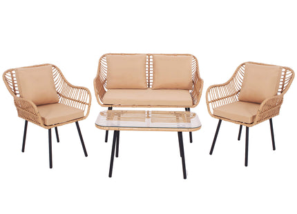 Tuinset - 4 Delig - Stoelen - Bank - Tafel - Rotan - Beige