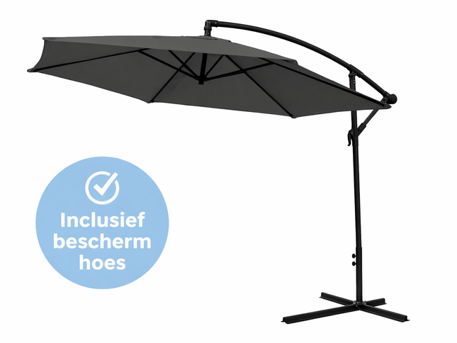 Parasol | Parasols | Zweefparasol | Kantelbaar | Met Ventilatie | Met Hoes | Antraciet | 300 cm