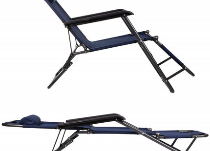 Tuinstoelen | Ligstoel | Ligbed | Verstelbaar | Inclusief Hoofdsteun | 2 Stuks | Marineblauw