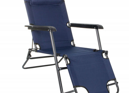 Tuinstoel | Ligstoel | Ligbed | Verstelbaar | Inclusief Hoofdsteun | Marineblauw