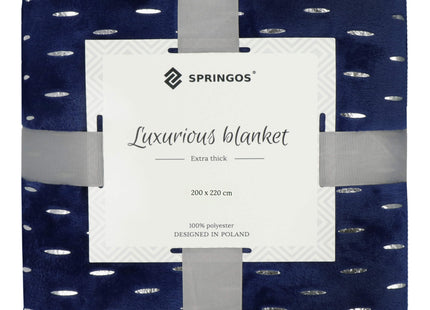 Plaid | Sprei | Deken | 220 x 200 cm | Pluche | Blauw/ Zilver