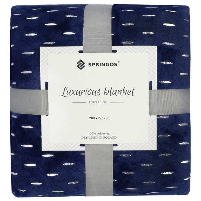 Plaid | Sprei | Deken | 220 x 200 cm | Pluche | Blauw/ Zilver