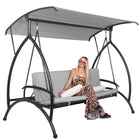 Schommelbank | Linda-Schommel | 3-zits | Waterafstotend | Inclusief 2 Kussens | Verstelbare Luifel | 136 x 230 x 190 cm | Grijs