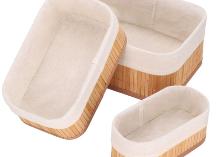 Organizer - Opberger - Badkamer - Cosmetica - Bamboe - Set Van 3 - Ecru