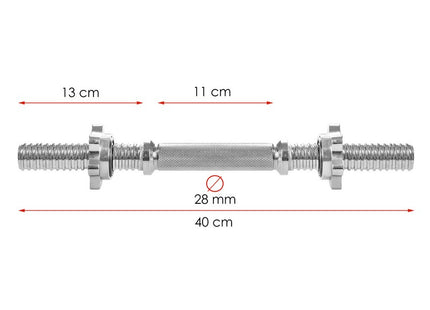 Halterstang | Barbell | Chroomstaal | 40 cm | 28 mm