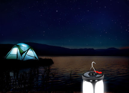Campinglamp - Zonne - Energie - Led - Powerbank - 150 W - Wit/Zwart