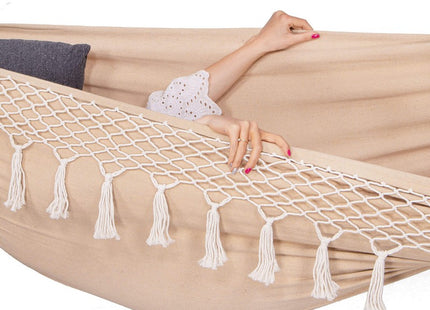 Hangmat | Extra Stevig | Met Franje | Inclusief Kussens | Beige | 200 x 150 cm