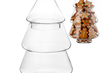 Kerstversiering  | Kerstaccessoires | Koekjes Container | Koekjespot | Denneboom | Glas | 23 cm