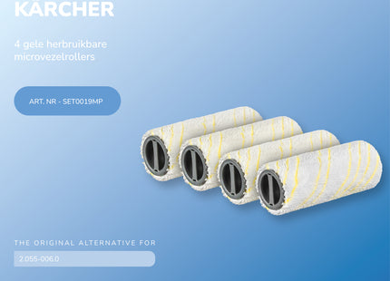 SQOON® Serviceset Rollers geschikt voor Kärcher FC 5 / FC 7 - Geel - Gelijk aan model: 2.055-006.0 - Microvezelsrollers - 4 Stuks