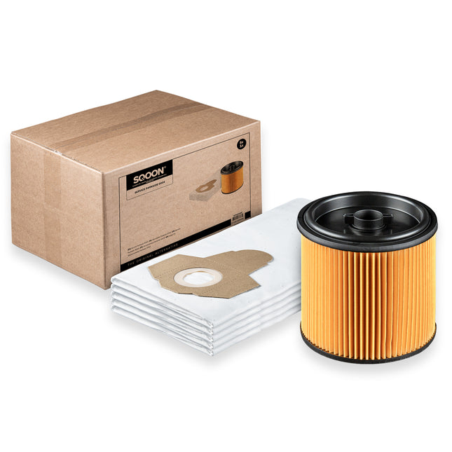 SQOON® Serviceset geschikt voor Parkside PNTS 1250/1300 stofzuigers - Gelijk aan origineel - Ideaal voor het vervangen van stofzakken en filter in nat- en droogzuigers