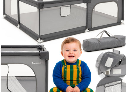 Kinderbox - Grondbox - Speelbox - Inklapbaar - Opvouwbaar -  Antislip -Grijs - 180x150x66 cm