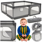 Kinderbox - Grondbox - Speelbox - Inklapbaar - Opvouwbaar - Antislip -Grijs - 200x180x66 cm