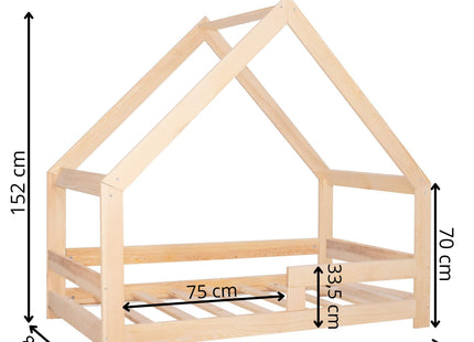 Kinderbed - Bed - Veiligheid - Uitvalbescherming - Hout - Lichtbruin - 160 x 80cm