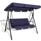 Schommelbank | Luna-Schommel | 3-zits | Waterafstotend | Inclusief 2 Kussens | Verstelbare Luifel | 170 x 110 x 150 cm | Marineblauw