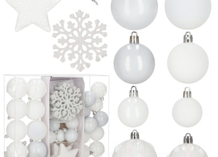 Kerstballen | 40 Stuks | 5/6/7/8/9/10 cm | Wit