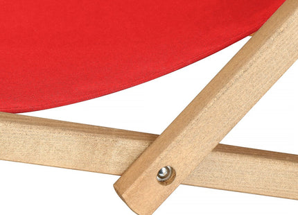 Ligbed | Strandstoel | Ligstoel | Verstelbaar | Armleuningen | Beukenhout | Geïmpregneerd | Handgemaakt | Rood