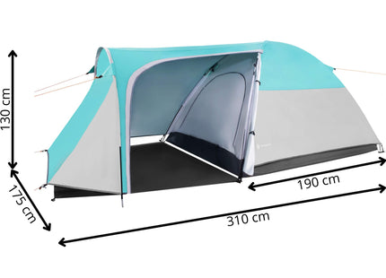 Koepeltent | Kampeertent | Tent | Waterdicht | 3 Persoons | Grijs / Zwart / Zee | 310 x 175 x 130 cm