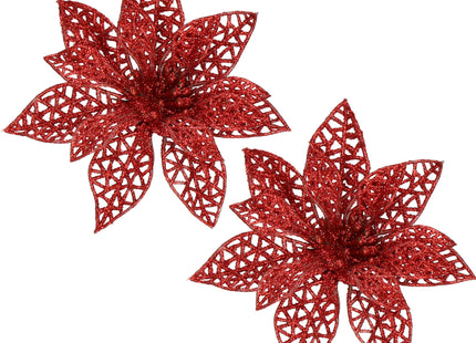 Kerstboomhanger | Met Clip | Ster van Bethlehem | Rode Glitter | 9 Cm