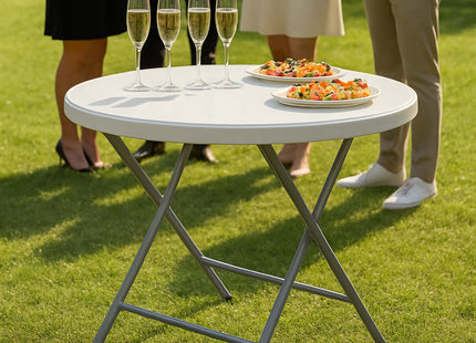 Cateringtafel - Bankettafel -  Opklapbaar - Horeca Kwaliteit - Inklapbaar - Met vergrendeling - Extra Stevig - Wit - Ø 80x75cm