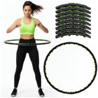 Hoelahoep - Hoepel - Fitness - Opvouwbaar - Cardiotraining - Massagenoppen - Zwart/Groen - 88 Cm