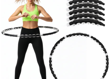 Hoelahoep - Hoepel - Fitness - Opvouwbaar - Cardiotraining - Massagenoppen - Grijstinten - Zwart - 92 Cm