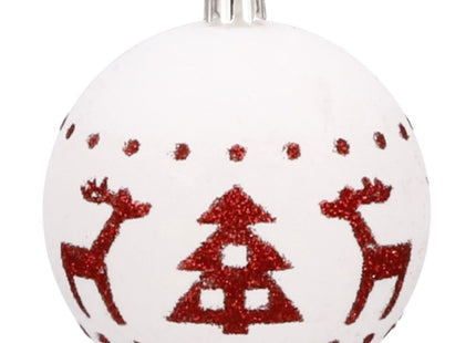 Kerstballen | 30 Stuks | 7 cm | Rood/Wit