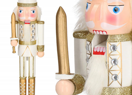 Notenkraker Kerst | 38 cm | Wit/Goud