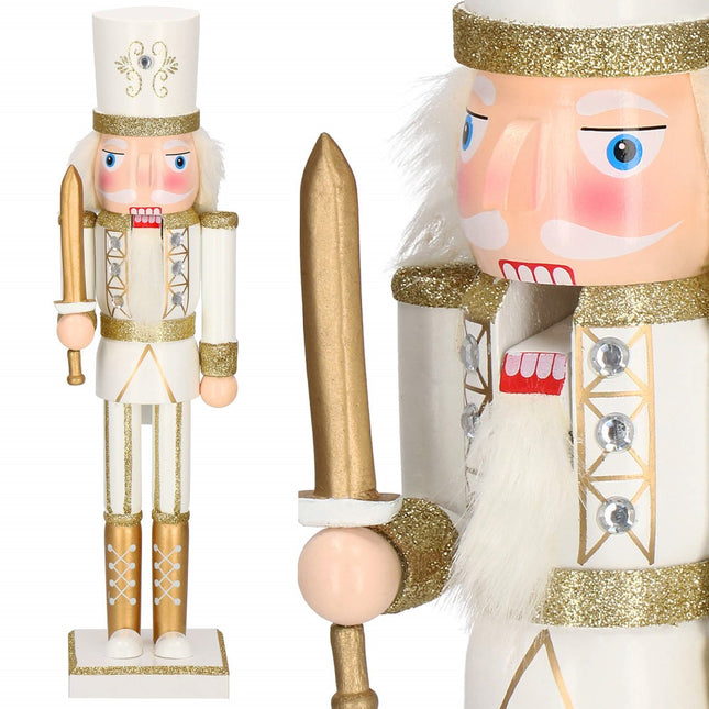 Notenkraker Kerst | 38 cm | Wit/Goud