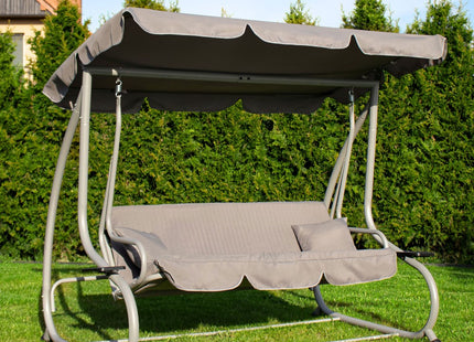 Schommelbank | Venezia-Schommel | 3-zits | Waterafstotend | Inclusief 2 Kussens | Verstelbare Luifel | 163 x 193 x 120 cm | Grijs