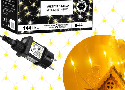 Lichtgordijn | IJspegel Verlichting | Inclusief USB En Afstandsbediening | 144 LED | Warm Wit | 3 M | Raster