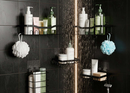 Doucherekken - Badkamerplanken - RVS - Zwart - Driehoekig - 3 Kg - 5 Stuks