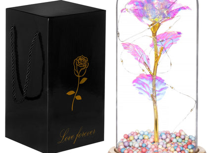 Roos | Valentijn | Rozen | LED | 22 cm | Goud/Kristal/Naturel | Warm wit