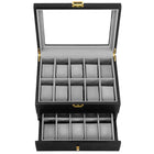 Horlogedoos - Horlogebox - Horlogeopberger -  Zwart - Grijs - 20 Horloges