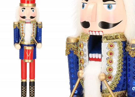 Notenkraker Kerst | 51 cm | Blauw/Rood/Goud/Zwart