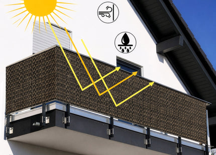 Balkonscherm - Privacyscherm - Hoge Kwaliteit - Waterbestendig - UV-bescherming - 1x5 m - 95% - Bruin - Polyethyleen