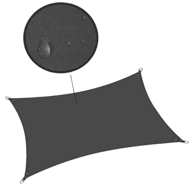 Schaduwdoek | Zonnezeil | Rechthoek | 3 x 2 m | 90% Schaduw | Grafiet |  160 g/m²