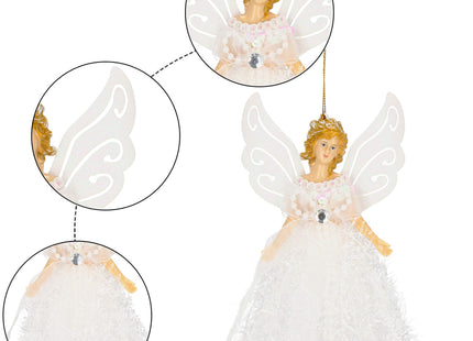 Kersthanger | Engel | Kerstboomhanger | Wit | Glitters | 20 cm