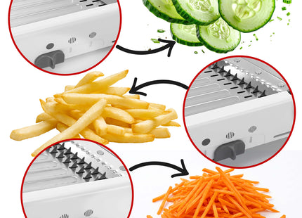 Groentesnijder met instelbare dikte – Multifunctionele groente-, fruit- en kaassnijder – 4 snijdiktes – Wit