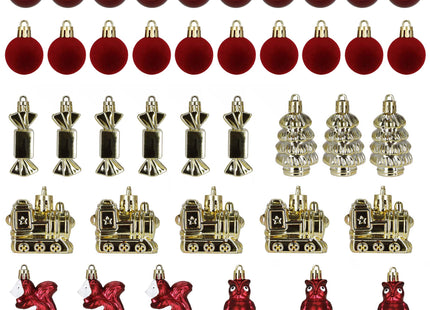 Kerstballen | 40 Stuks | 4/5/6/7 cm | Goud/Rood
