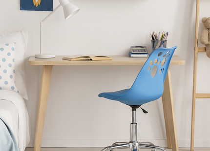 Kinder Bureaustoel - Draaibaar - Metalen Onderstel - Kunststof - Blauw - 120 kg
