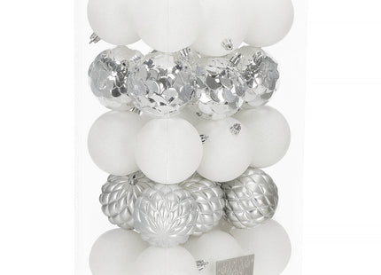 Kerstballen | 30 Stuks | 6 cm | Zilver/Wit