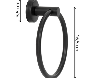 Handdoekring | Badkamerhanger | Handdoekrek | RVS | Ring | Mat | Zwart | 3 Kg