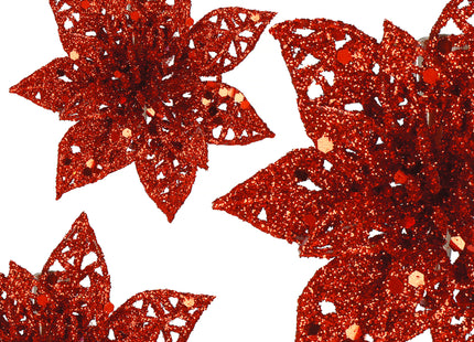 Kerstboomhanger | Met Clip | Ster van Bethlehem | Rode Glitter | 9 Cm