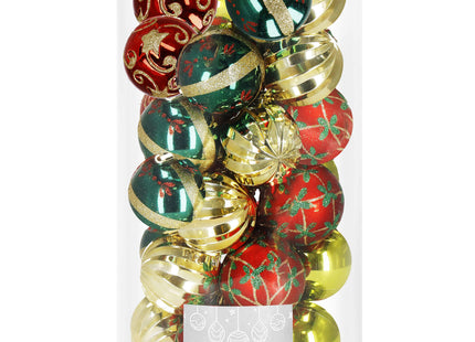 Kerstballen | 30 Stuks | 6 cm | Groen/Rood/Goud